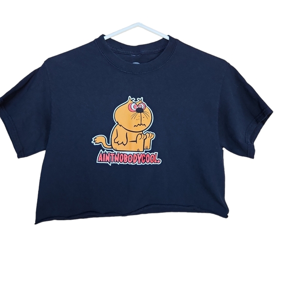 Ain't nobody cool Black Cropped Adult Short Sleeve Tee Shirt Raw Hem Small - Picture 4 of 7